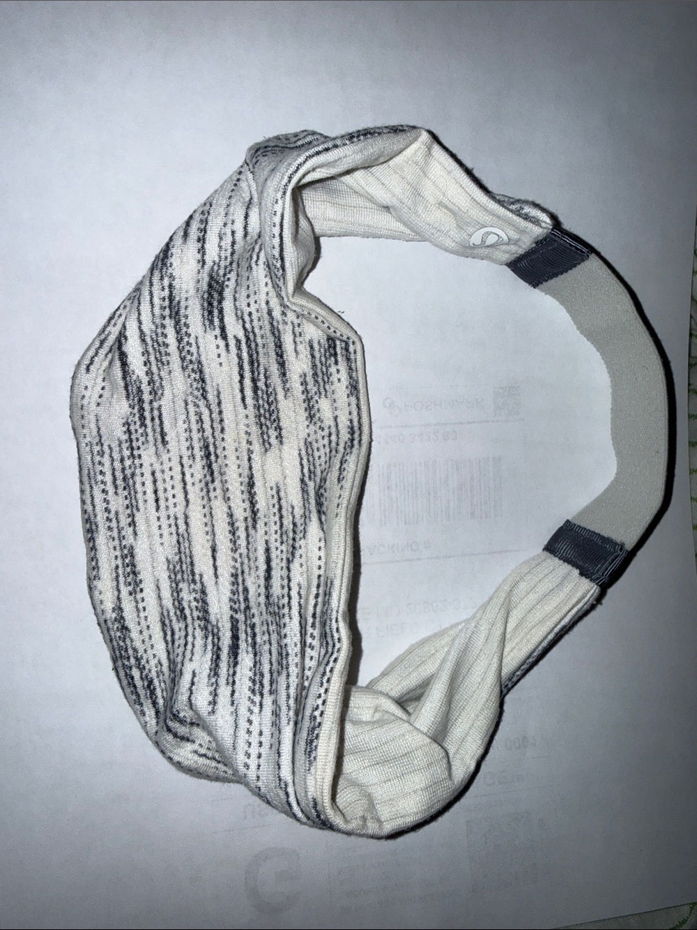 Lululemon Fringe Fighter Headband Tiger Space Dye Black White / Heathered White